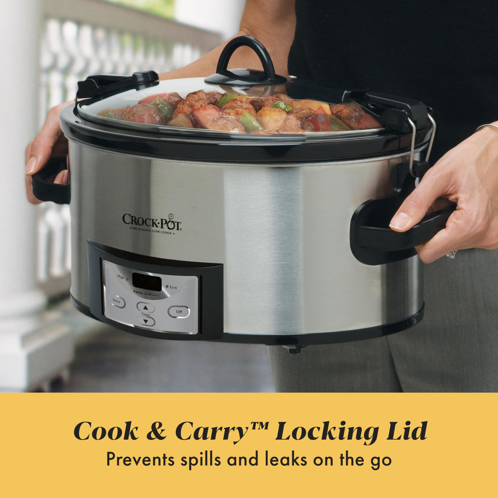 6 Quart Programmable Slow Cooker with Digital Timer Stainless Steel V4375