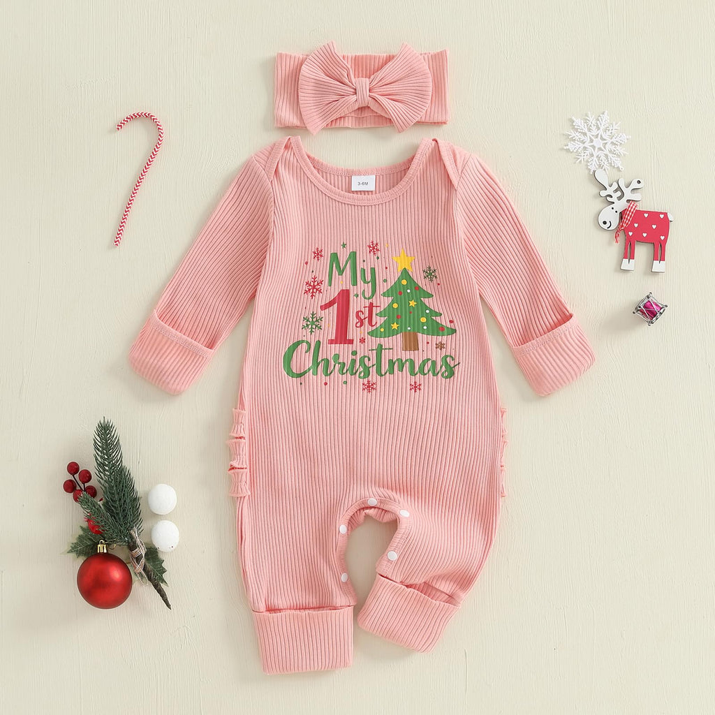 Christmas Tree Long Sleeve Romper Jumpsuit E58453