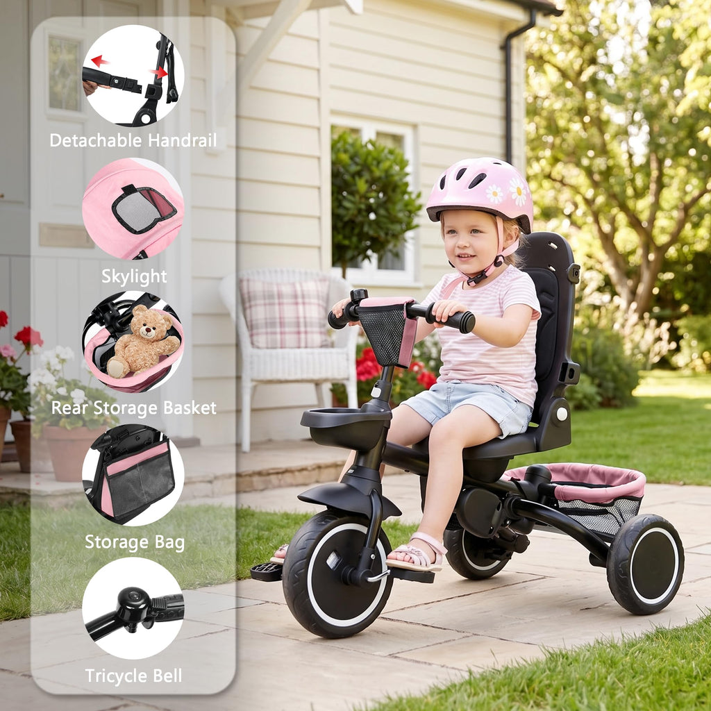 8 in 1 Toddler Tricycle with Push Handle Y44781