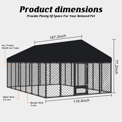 10x14FT Outdoor Dog Kennel with Roof T553