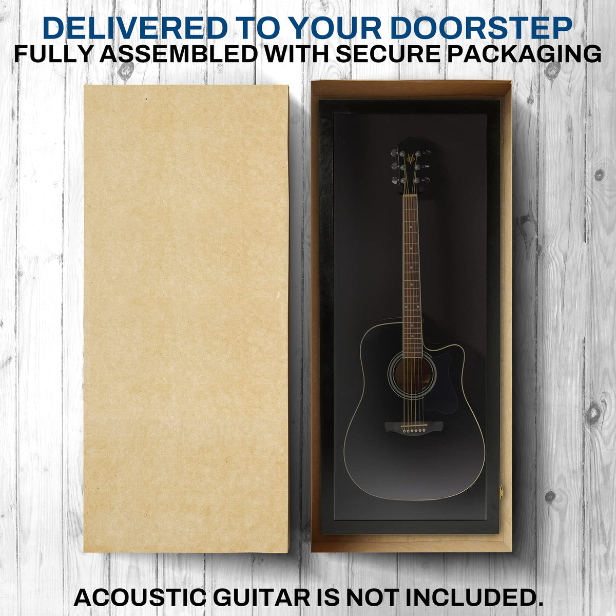 Acoustic Guitar Display Case Wall Mount Black P542