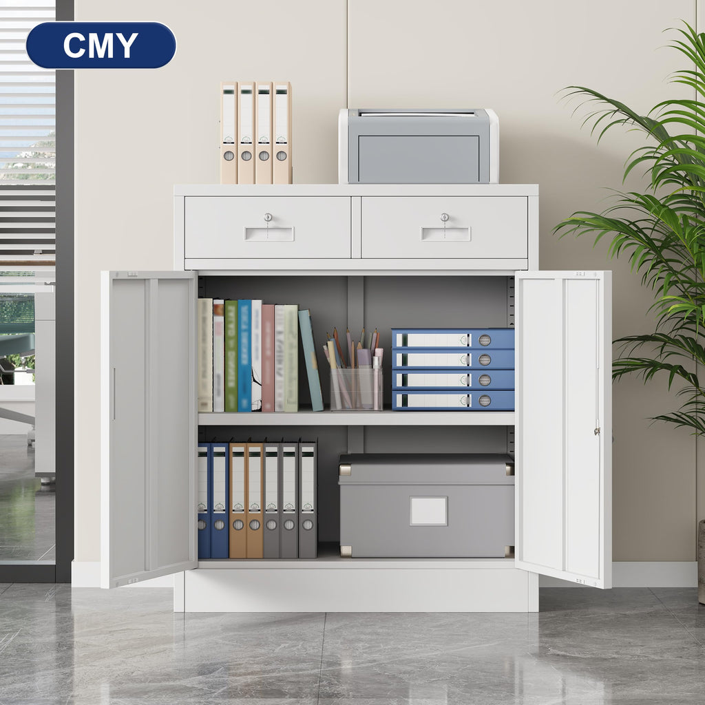 White Metal Storage Cabinet with 2 Drawers N500460