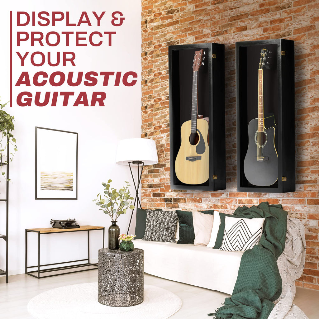 Acoustic Guitar Display Case Wall Mount Black P542