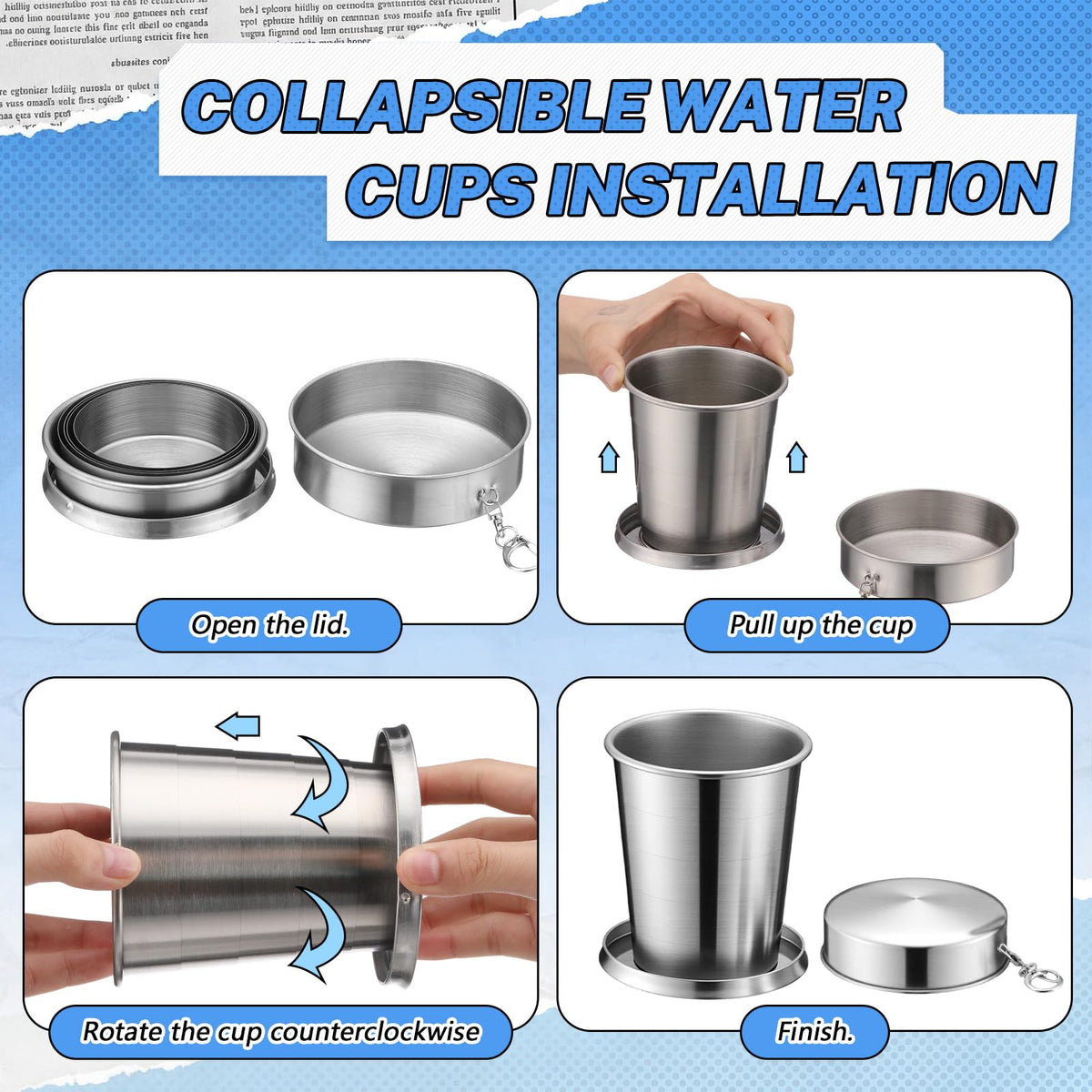 2 Pack 304 Stainless Steel Collapsible Cup 16 oz D180