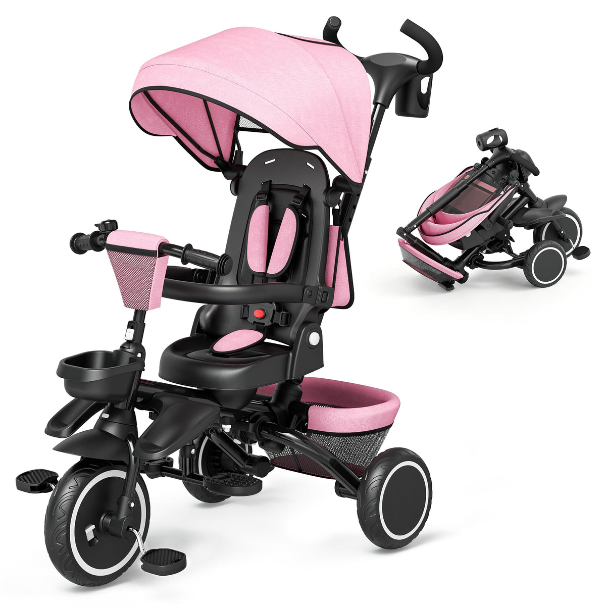 8 in 1 Toddler Tricycle with Push Handle Y44781
