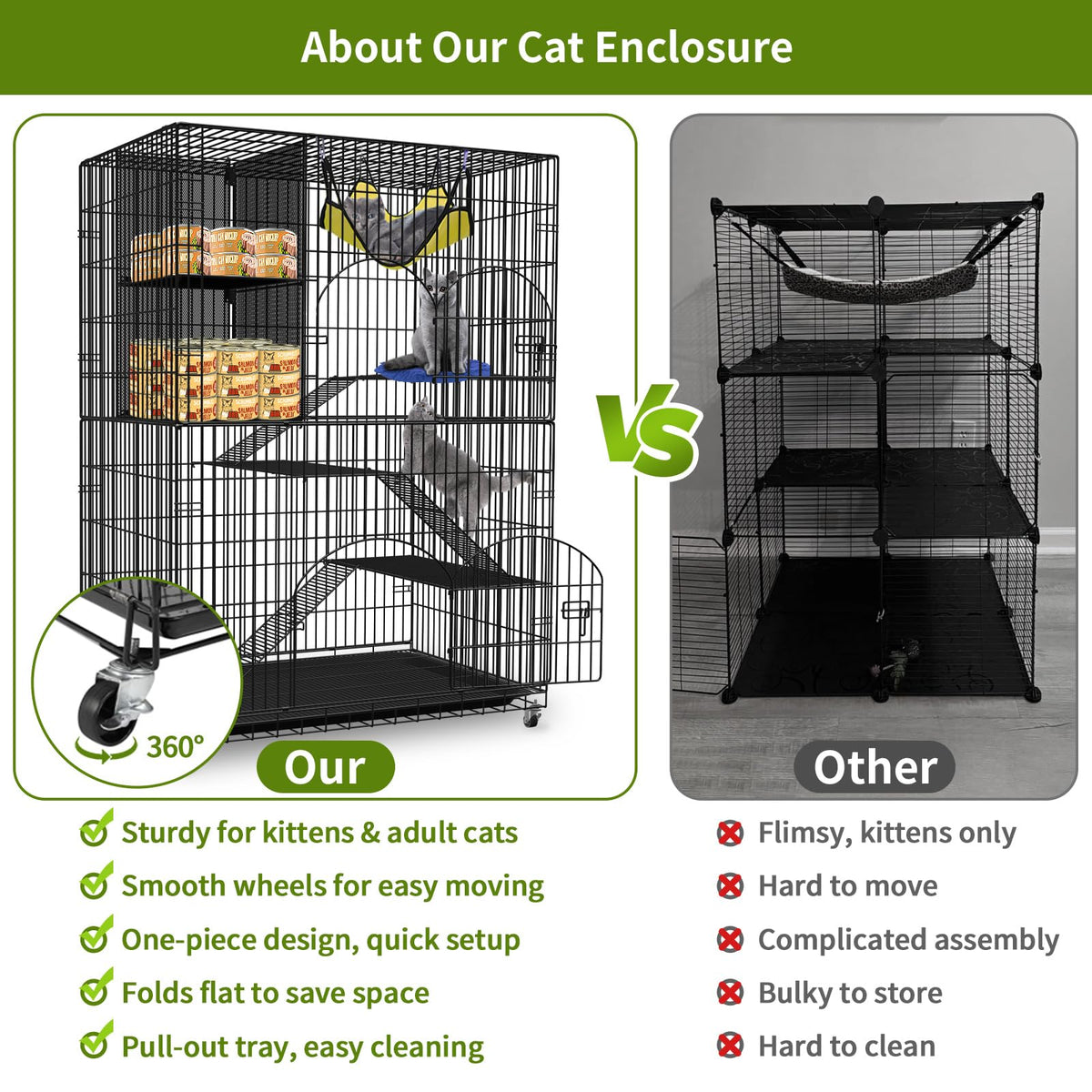 4-Tier Metal Cat Cage with Storage Cube P40684