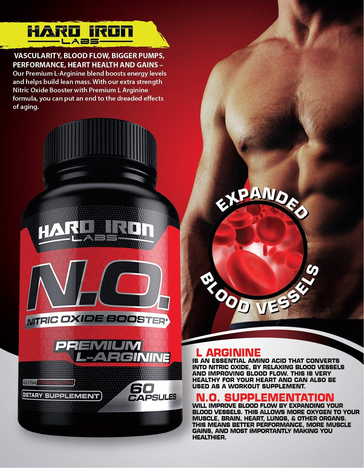 120 Capsules L-Arginine L-Citrulline Beta Alanine Pre-Workout Supplement C653