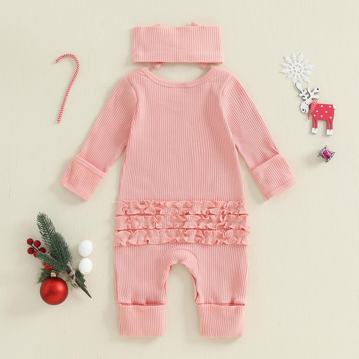 Christmas Tree Long Sleeve Romper Jumpsuit E58453