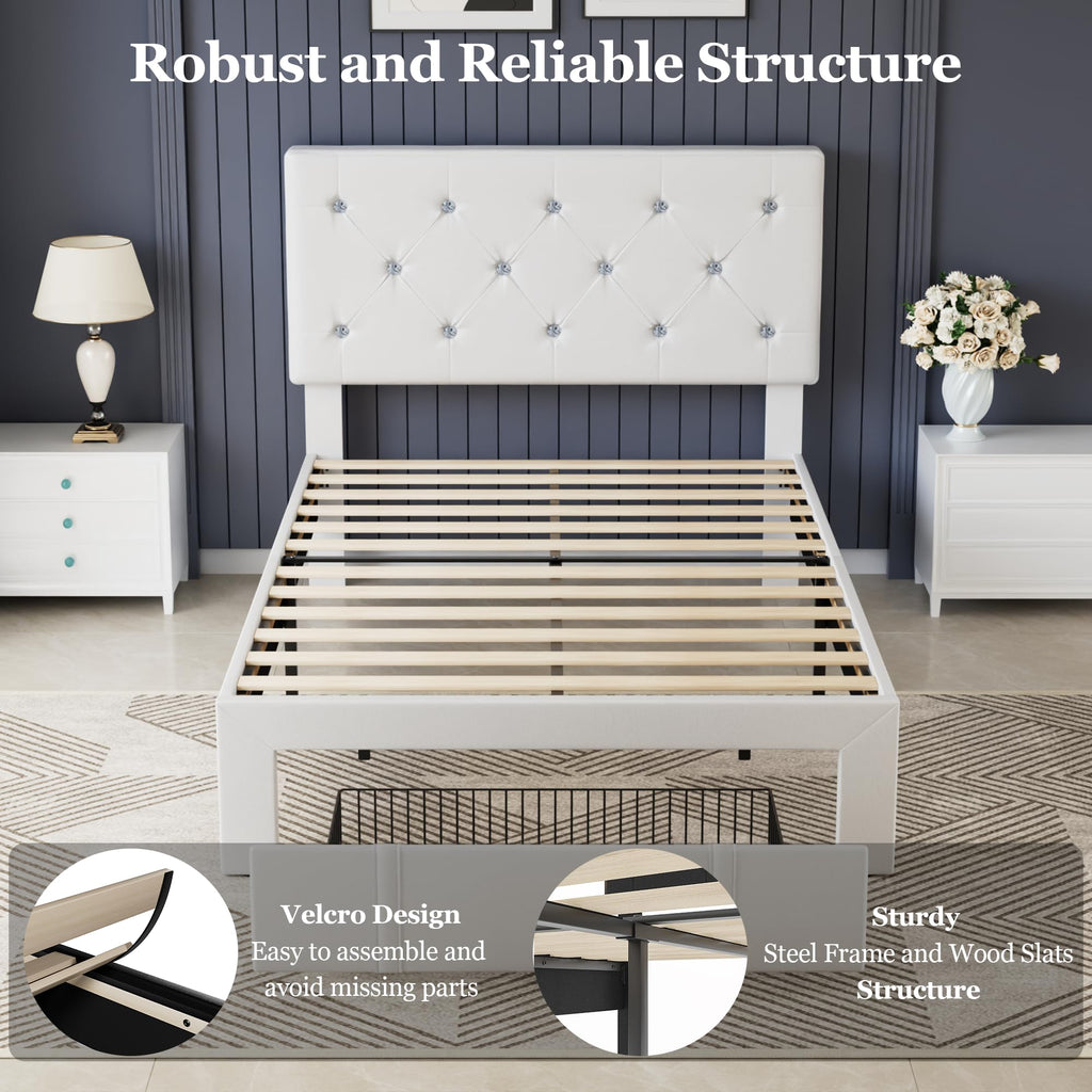 Twin Size Upholstered Bed Frame with Storage Drawers M643391
