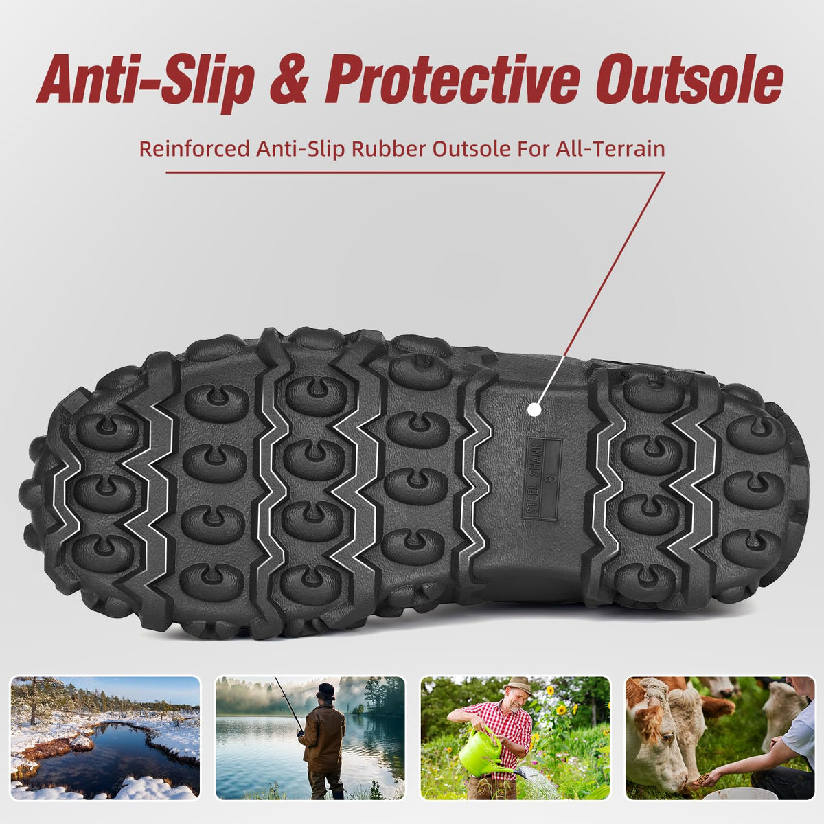 6mm Neoprene Insulated Mid Calf Waterproof Rubber Work Boots L93453