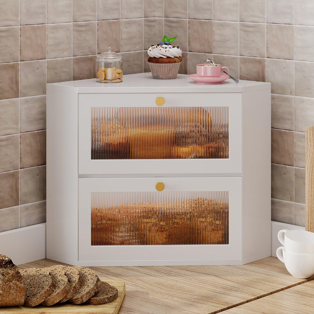 Bamboo Bread Box with Transparent Door A617