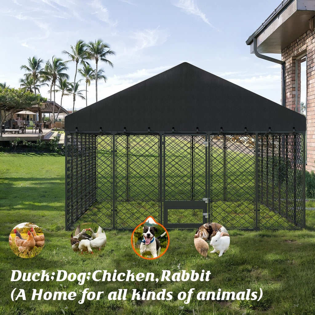 10x14FT Outdoor Dog Kennel with Roof T553