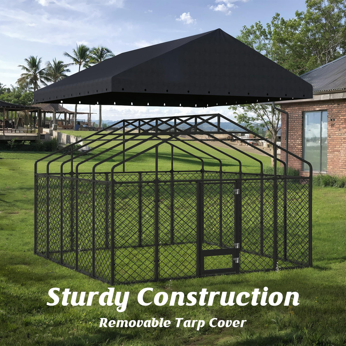 10x14FT Outdoor Dog Kennel with Roof T553