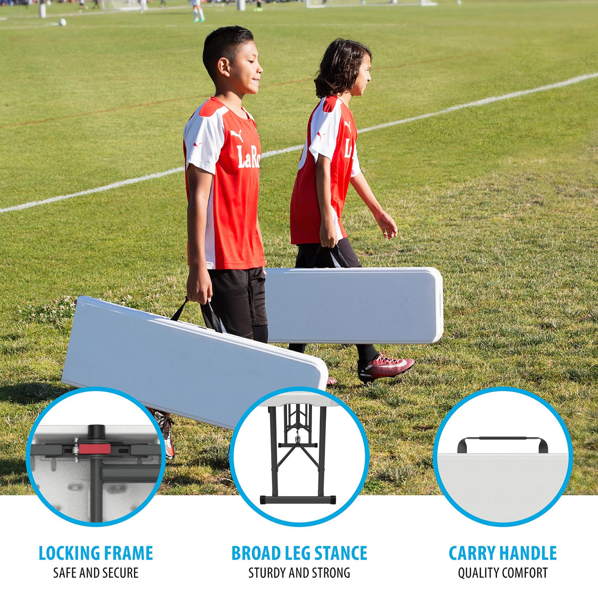 Portable Folding Bench, 6-Foot, UV-Resistant, Powder-Coated Steel U979