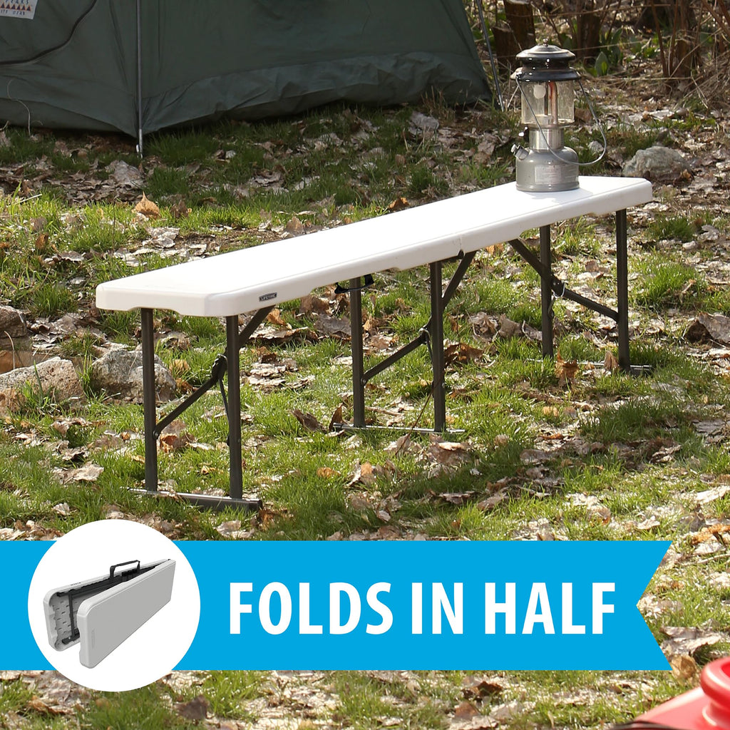 Portable Folding Bench, 6-Foot, UV-Resistant, Powder-Coated Steel U979