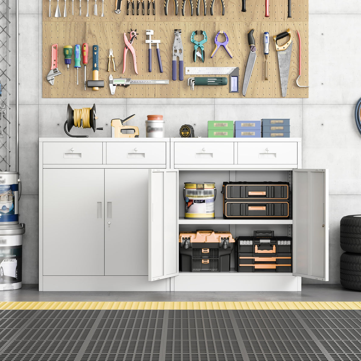 White Metal Storage Cabinet with 2 Drawers N500460