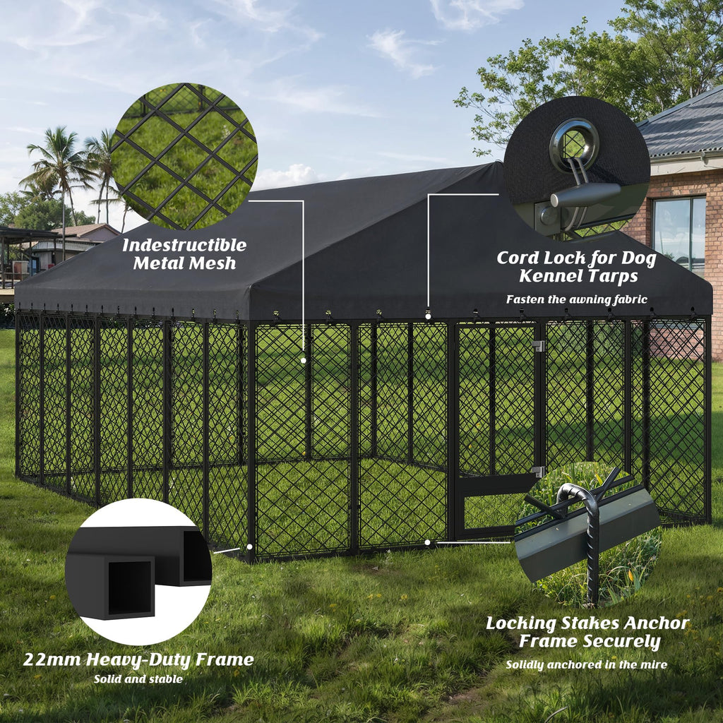 10x14FT Outdoor Dog Kennel with Roof T553