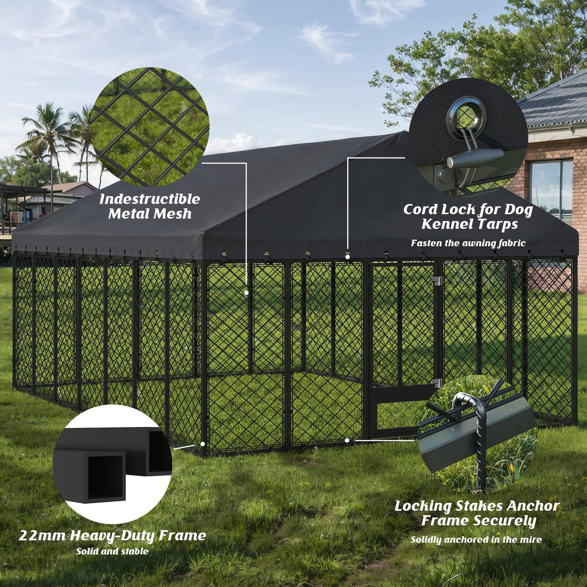 10x14FT Outdoor Dog Kennel with Roof T553