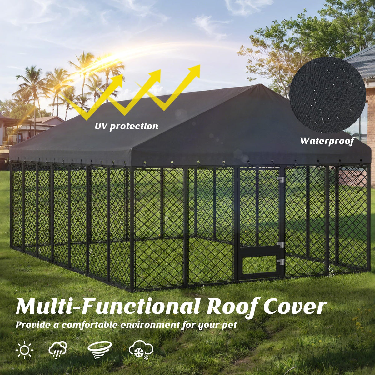 10x14FT Outdoor Dog Kennel with Roof T553